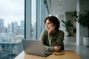 Thoughtful graduate reflecting on their career prospects