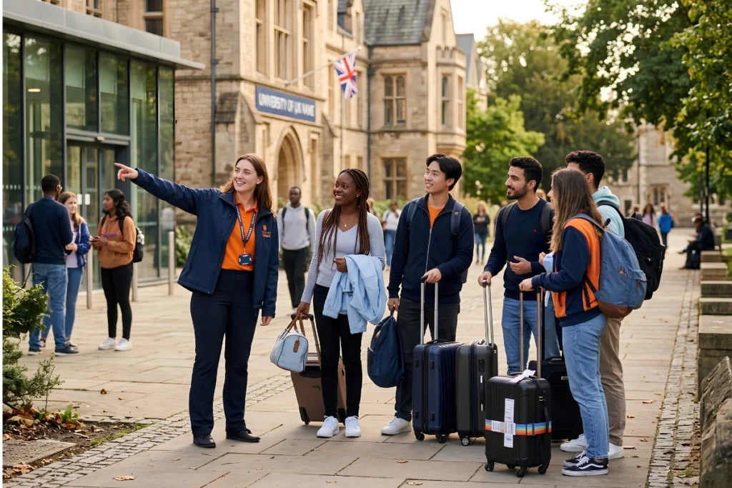International students welcomed by a mentor on arrival in the UK