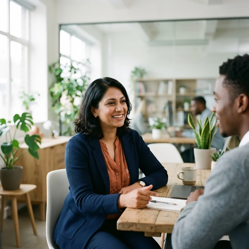 Professional mentor in a modern London workspace