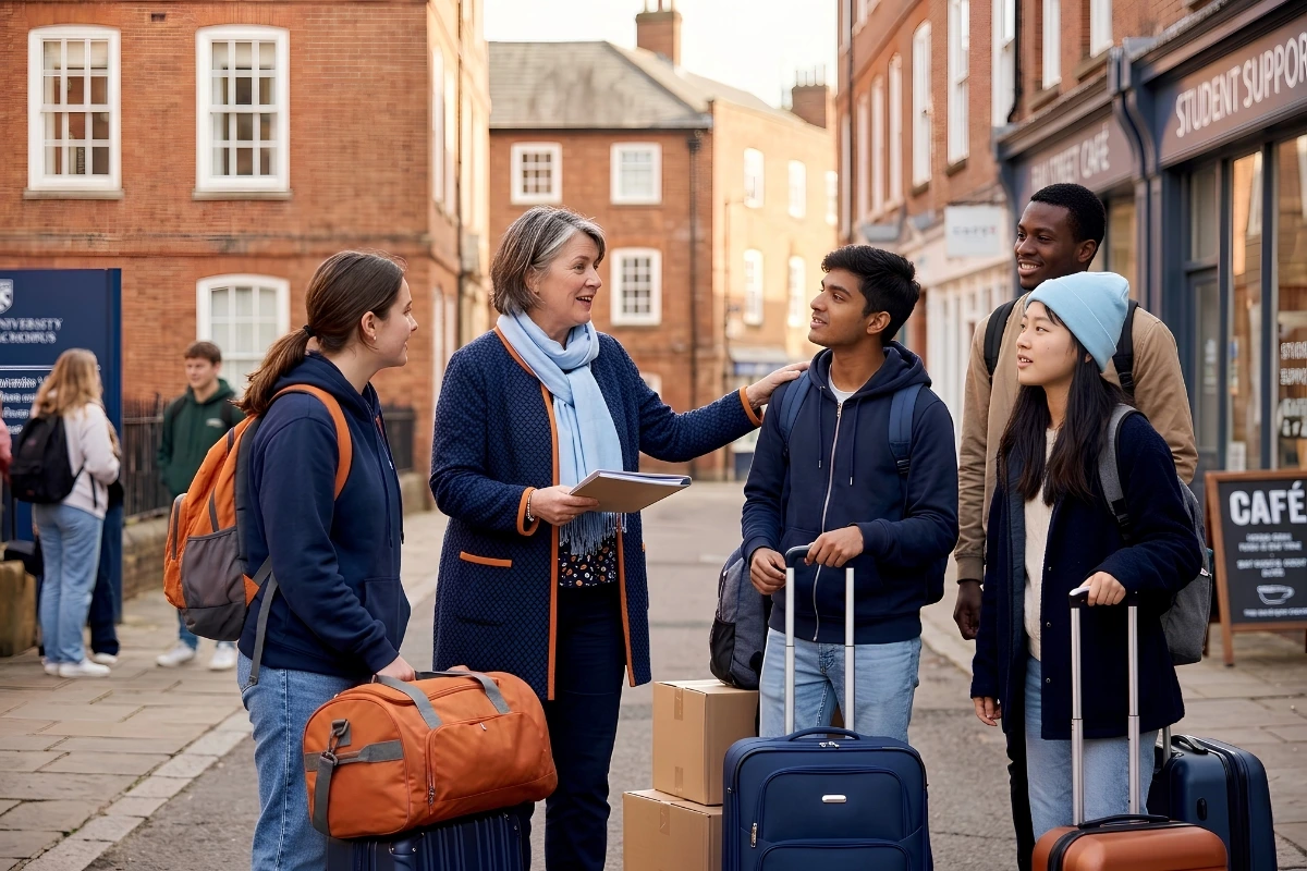 Mentor helping newly arrived international students settle into UK life