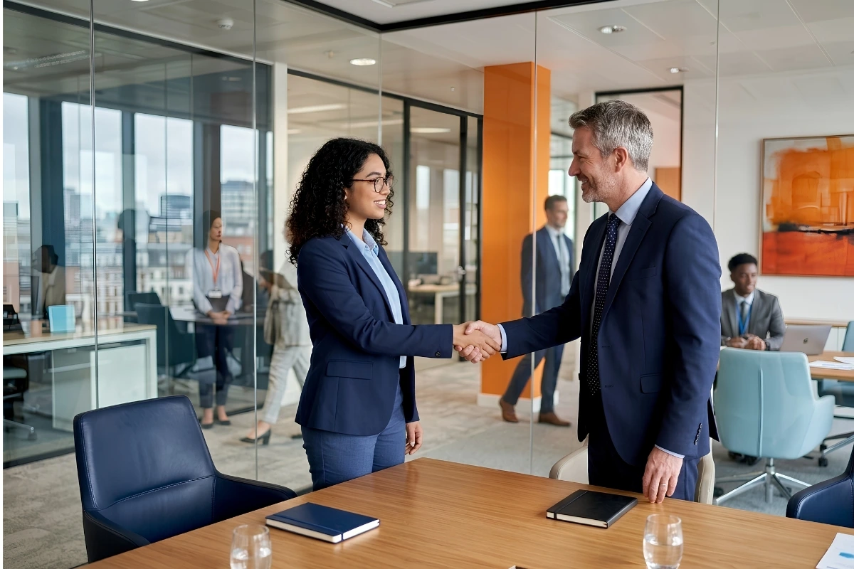 Confident graduate at a professional job interview