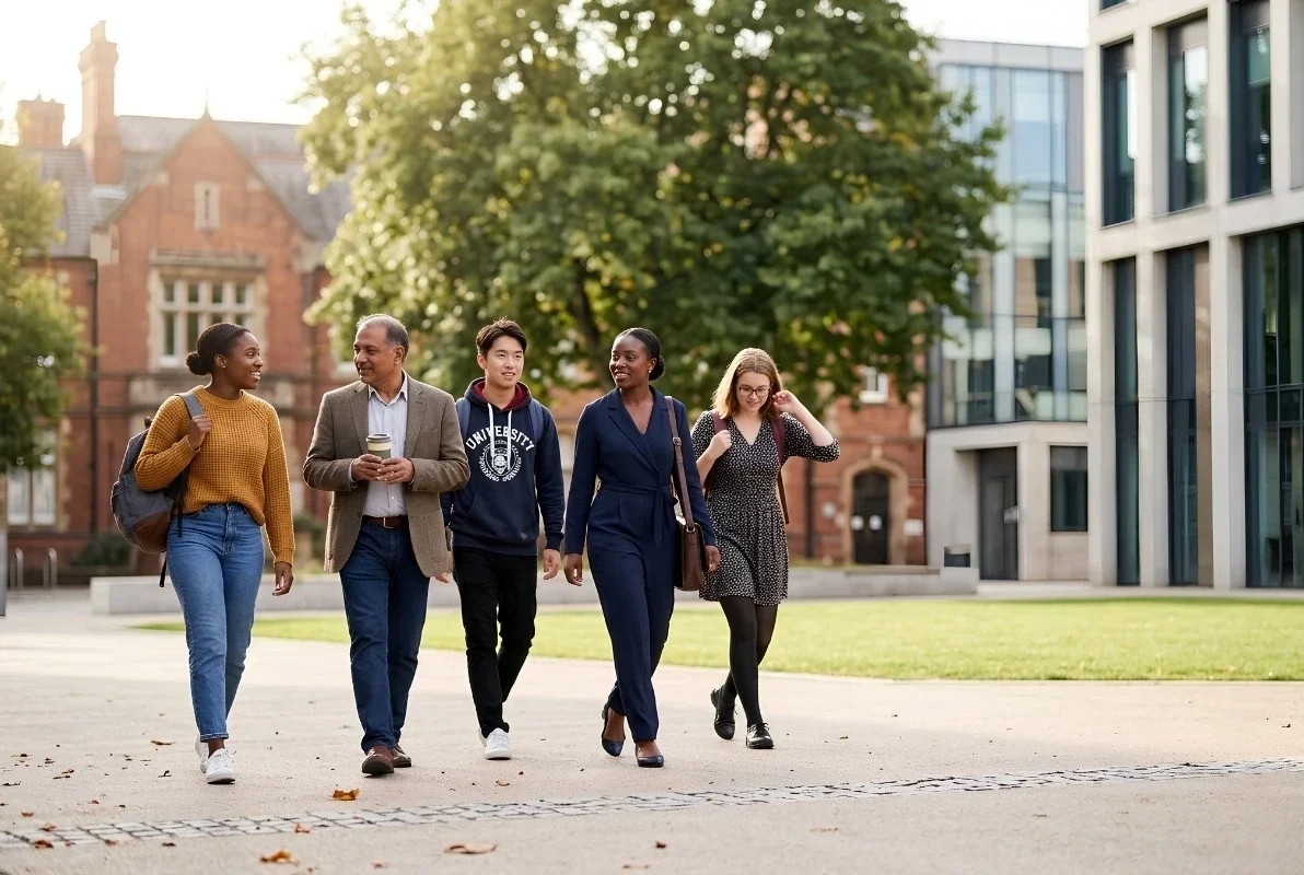 Diverse university students at different stages of their journey in the UK
